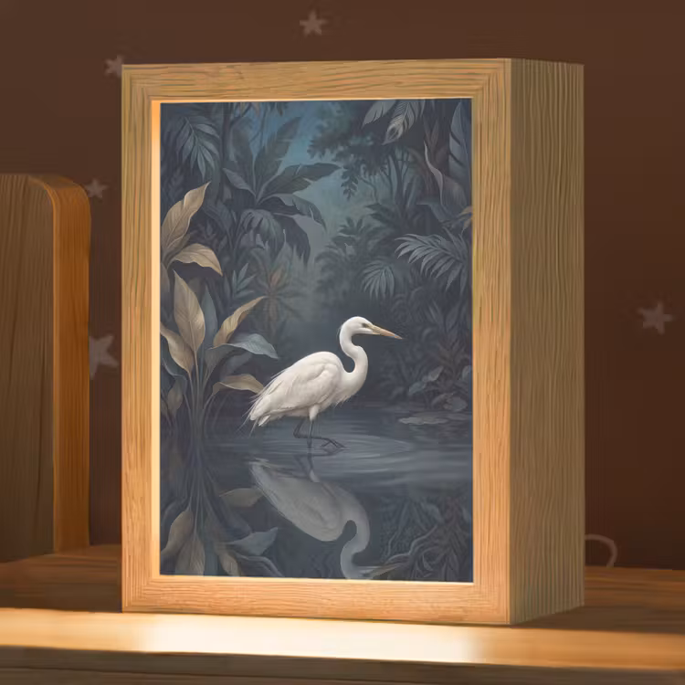 Reiger - Water - Natuur - Modern - Wit Light Box met kabel (Kinderlampje) klein -zzz_3d_website