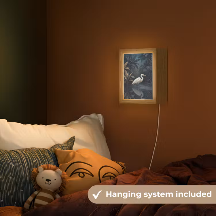 Reiger - Water - Natuur - Modern - Wit Light Box met kabel (Kinderlampje) klein -sfeer5_kind_EN