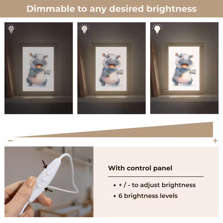 Nijlpaard - Baby dier - Dieren Light Box met kabel (Kinderlampje) klein -USP_dimbaarEN