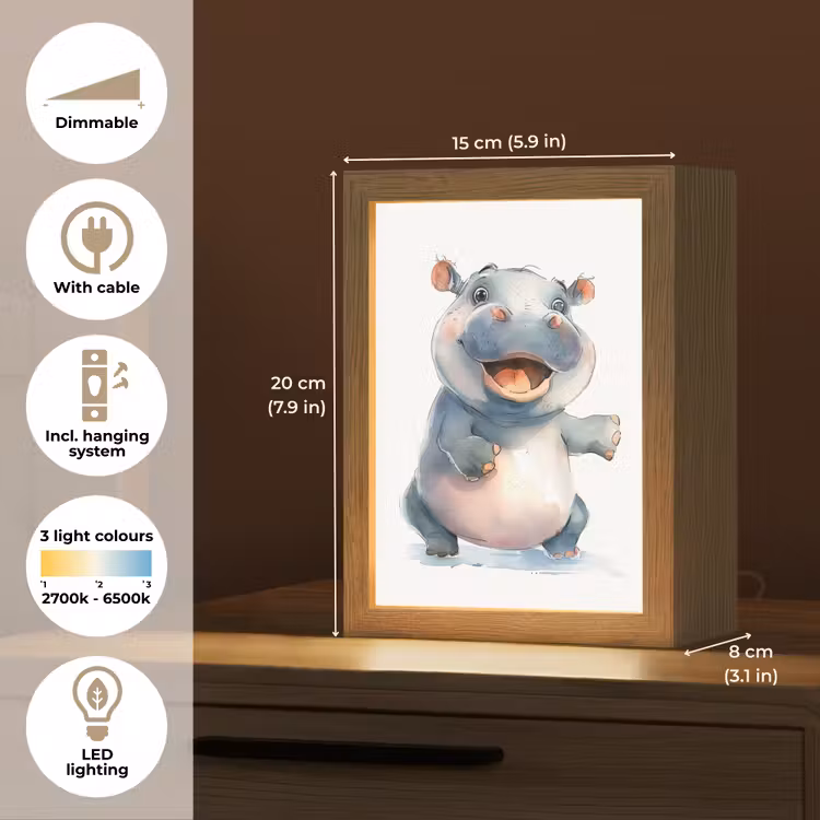 Nijlpaard - Baby dier - Dieren Light Box met kabel (Kinderlampje) klein -USP_EN