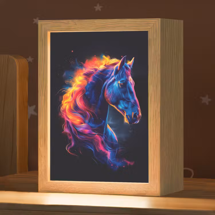 Paard - Dier - Rook - Zwart - Kleuren Light Box met kabel klein -zzz_3d_website