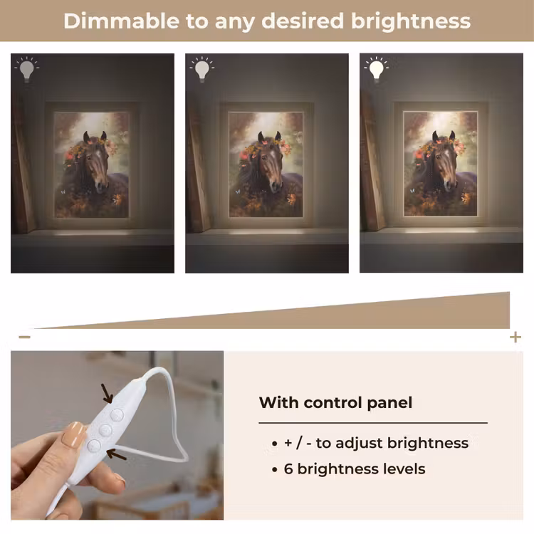 Paard - Dieren - Bloemen - Bos - Vlinder Light Box met kabel (Kinderlampje) klein -USP_dimbaarEN