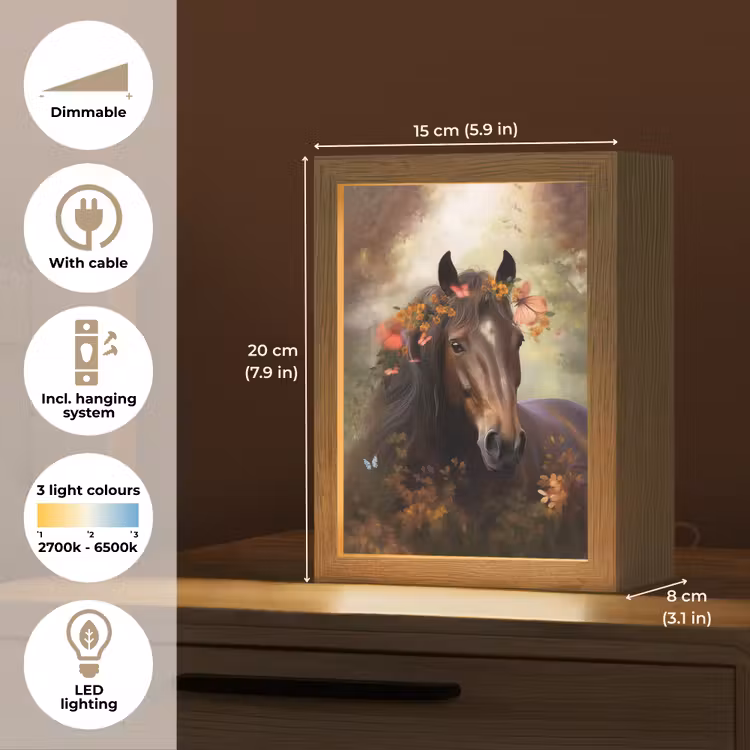 Paard - Dieren - Bloemen - Bos - Vlinder Light Box met kabel (Kinderlampje) klein -USP_EN