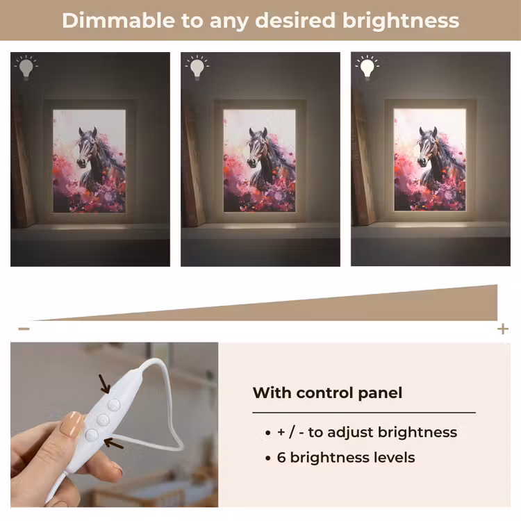 Paard - Dieren - Meisje - Roze Light Box met kabel (Kinderlampje) klein -USP_dimbaarEN