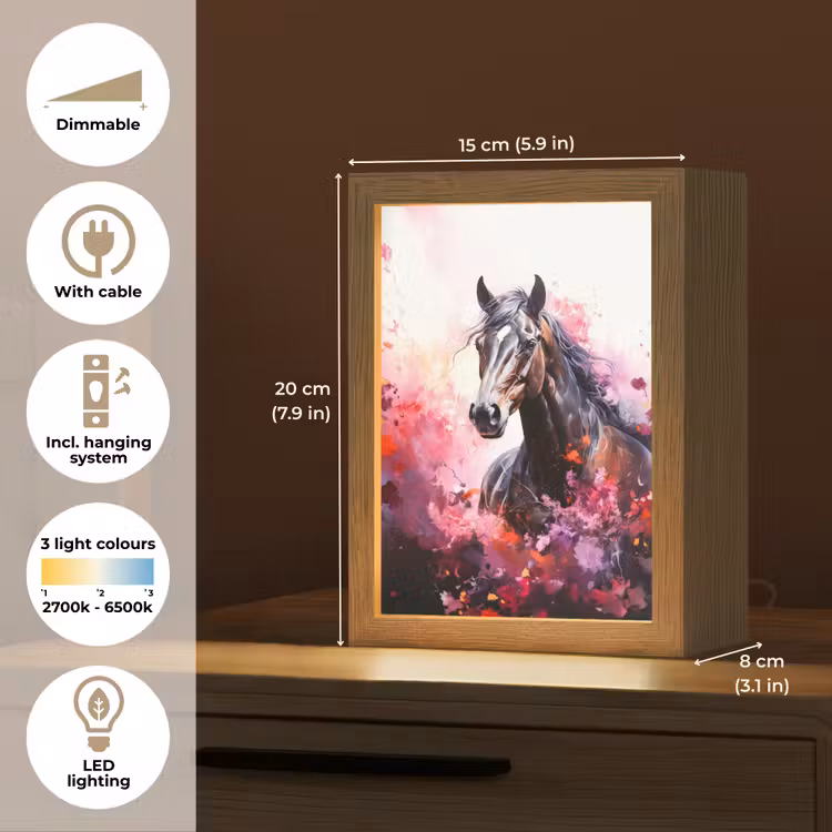 Paard - Dieren - Meisje - Roze Light Box met kabel (Kinderlampje) klein -USP_EN