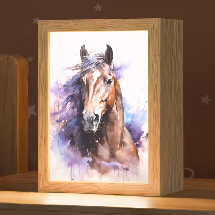 Paard - Dieren - Meisjes - Paars - Bruin Light Box met kabel klein -zzz_3d_website