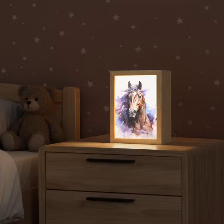 Paard - Dieren - Meisjes - Paars - Bruin Light Box met kabel klein -sfeer1_kind