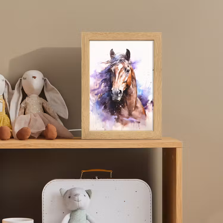 Paard - Dieren - Meisjes - Paars - Bruin Light Box met kabel klein -sfeer2_kind