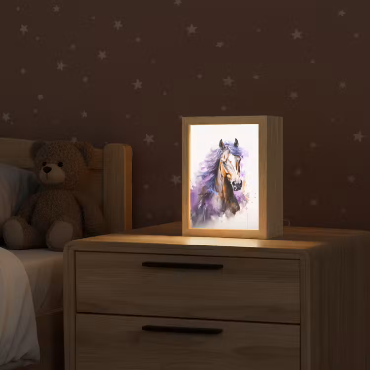 Paard - Dieren - Meiden - Paars - Bruin Light Box met kabel klein -sfeer1_kind
