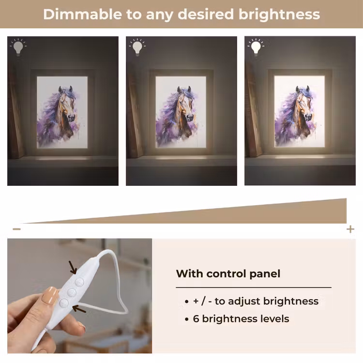 Paard - Dieren - Meiden - Paars - Bruin Light Box met kabel (Kinderlampje) klein -USP_dimbaarEN