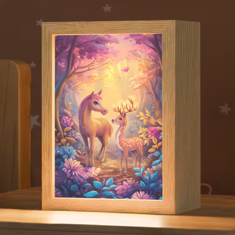 Paard - Hert - Sprookjesbos - Paars Light Box met kabel klein -zzz_3d_website
