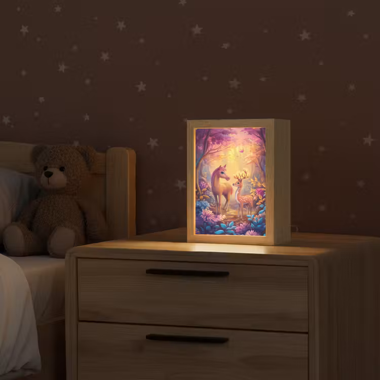 Paard - Hert - Sprookjesbos - Paars Light Box met kabel klein -sfeer1_kind