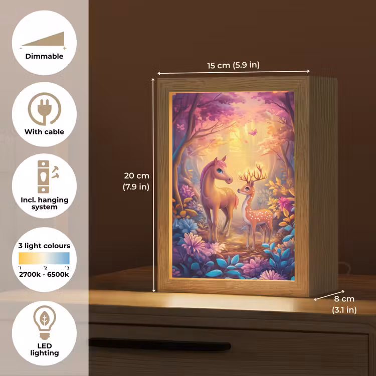Paard - Hert - Sprookjesbos - Paars Light Box met kabel (Kinderlampje) klein -USP_EN