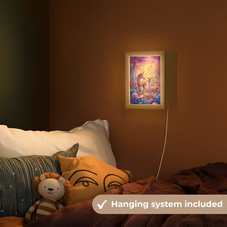 Paard - Hert - Sprookjesbos - Paars Light Box met kabel (Kinderlampje) klein -sfeer5_kind_EN