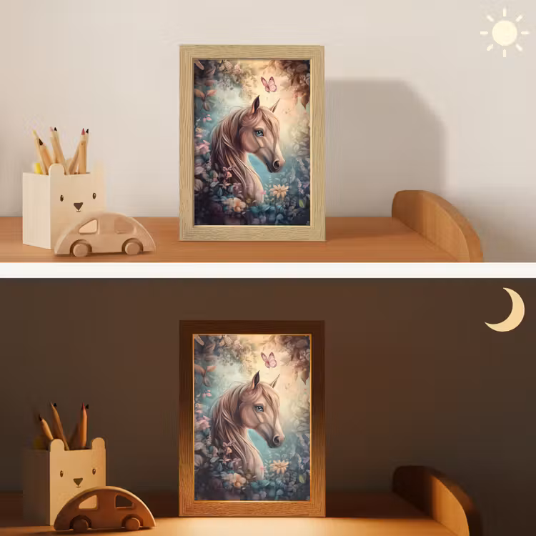 Paard - Bloemen - Vlinders Light Box met kabel klein -sfeer3_kind