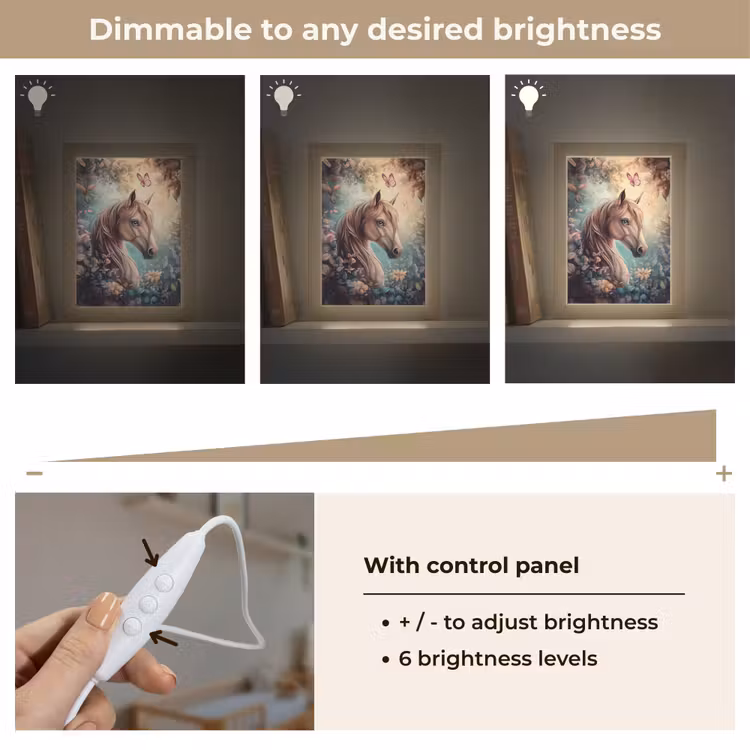 Paard - Bloemen - Vlinders Light Box met kabel (Kinderlampje) klein -USP_dimbaarEN