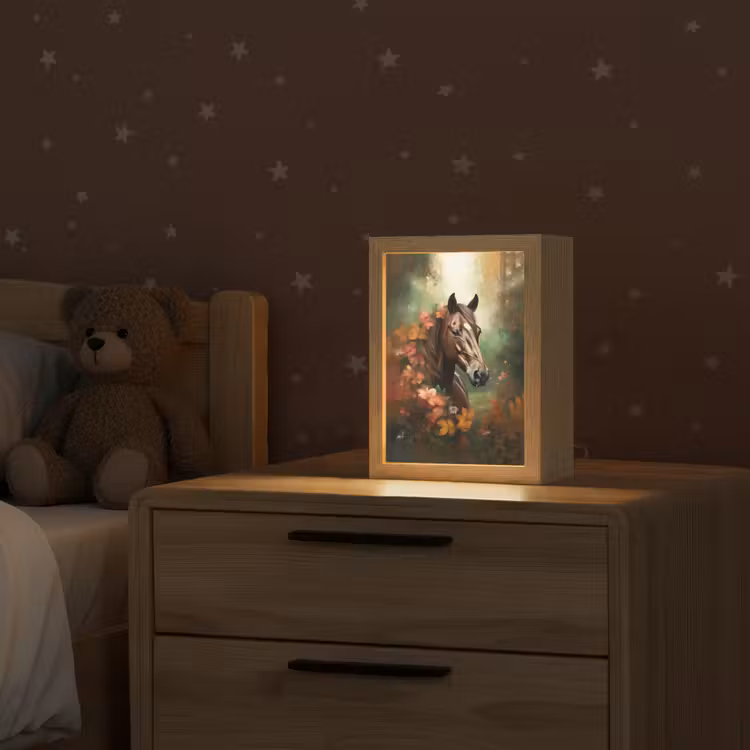 Paard - Bloemen - Natuur - Dieren - Bos - Oranje Light Box met kabel klein -sfeer1_kind