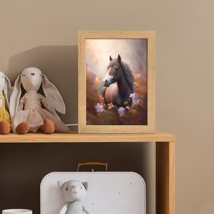 Paard - Bloemen - Natuur - Paars - Dieren Light Box met kabel klein -sfeer2_kind