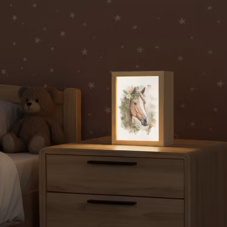 Paard - Bloemen - Natuur - Waterverf - Dieren Light Box met kabel klein -sfeer1_kind