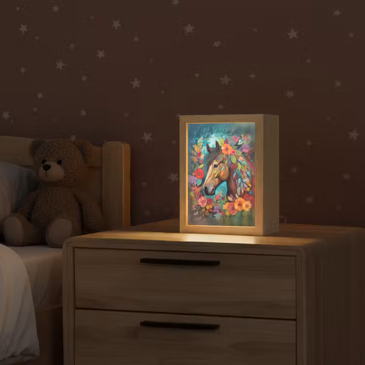 Paard - Bloemen - Schilderij - Natuur - Verf Light Box met kabel klein -sfeer1_kind