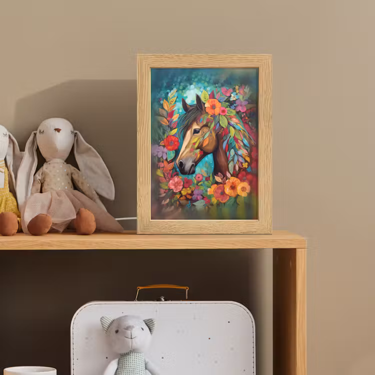 Paard - Bloemen - Schilderij - Natuur - Verf Light Box met kabel klein -sfeer2_kind