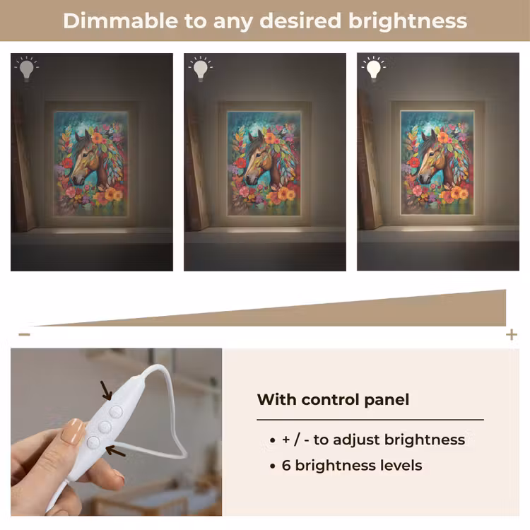 Paard - Bloemen - Schilderij - Natuur - Verf Light Box met kabel (Kinderlampje) klein -USP_dimbaarEN