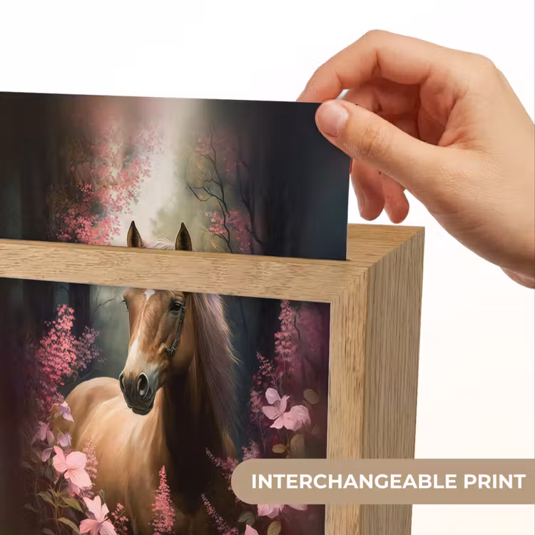 Paard - Bloemen - Roze - Natuur - Bos Light Box met kabel (Kinderlampje) klein -USP_websiteprintEN