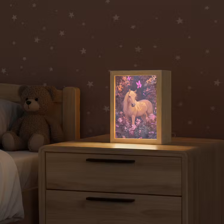 Paard - Bloemen - Paars - Vlinder Light Box met kabel klein -sfeer1_kind