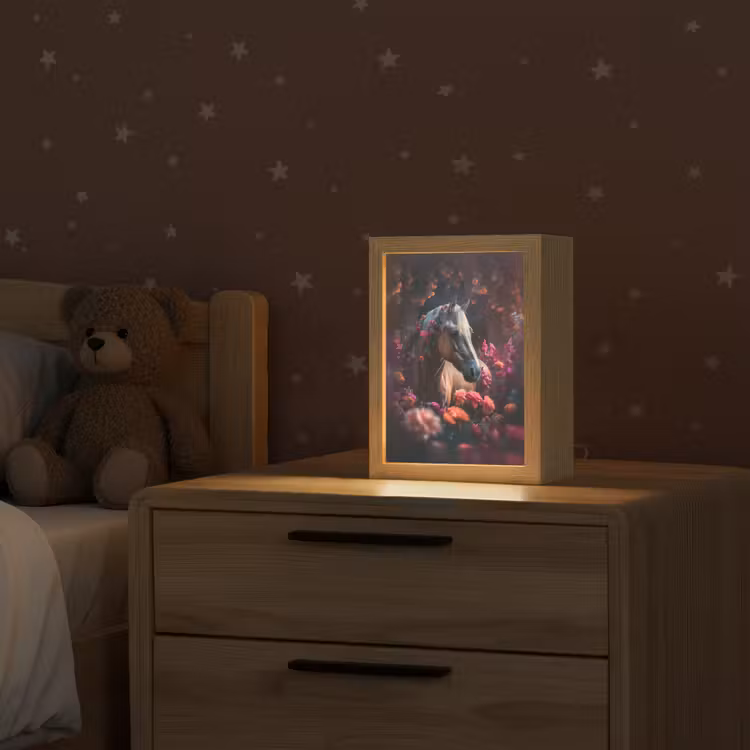 Paard - Bloemen - Paars - Oranje - Dieren Light Box met kabel klein -sfeer1_kind