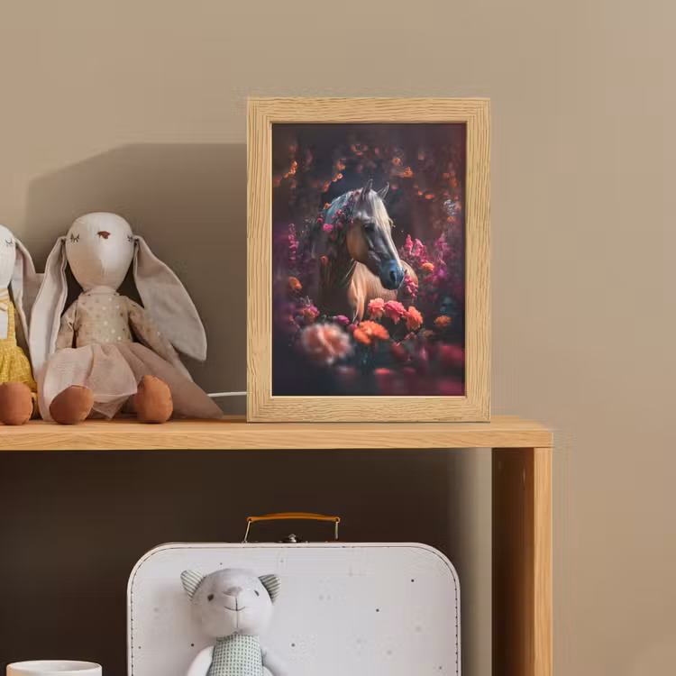 Paard - Bloemen - Paars - Oranje - Dieren Light Box met kabel klein -sfeer2_kind