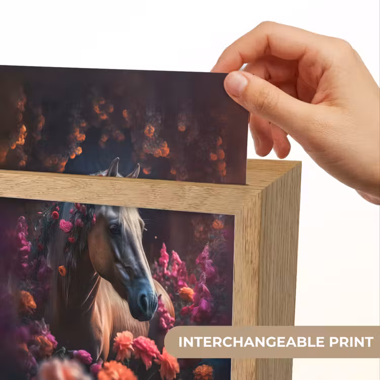 Paard - Bloemen - Paars - Oranje - Dieren Light Box met kabel (Kinderlampje) klein -USP_websiteprintEN