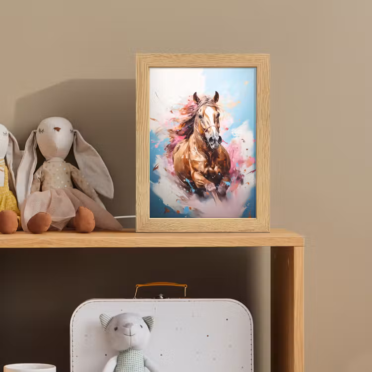 Paard - Meisjes - Blauw - Roze Light Box met kabel klein -sfeer2_kind