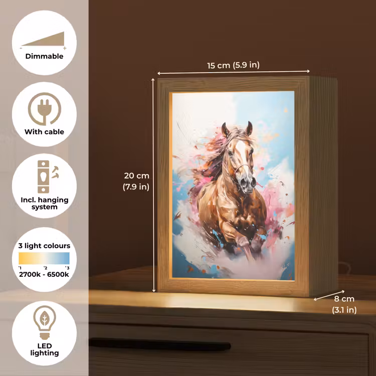Paard - Meisjes - Blauw - Roze Light Box met kabel (Kinderlampje) klein -USP_EN