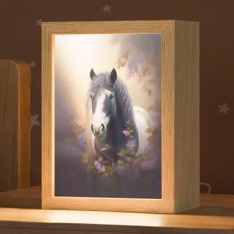 Paard - Natuur - Dieren - Bloemen - Paars Light Box met kabel klein -zzz_3d_website