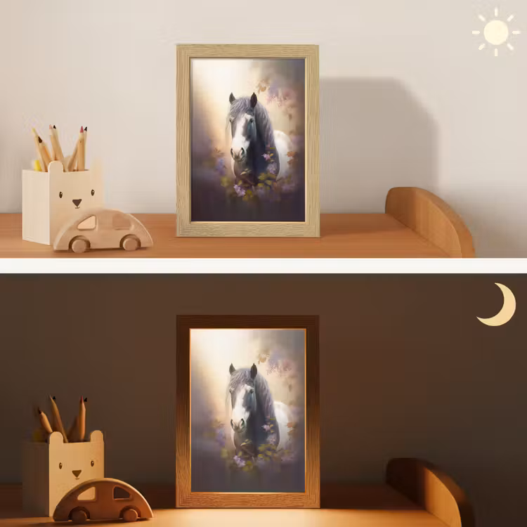 Paard - Natuur - Dieren - Bloemen - Paars Light Box met kabel klein -sfeer3_kind