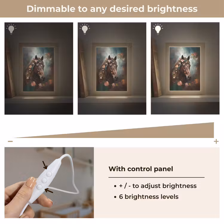 Paard - Natuur - Bloemen - Dieren - Bos Light Box met kabel (Kinderlampje) klein -USP_dimbaarEN