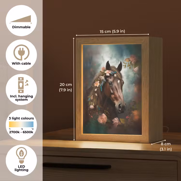 Paard - Natuur - Bloemen - Dieren - Bos Light Box met kabel (Kinderlampje) klein -USP_EN