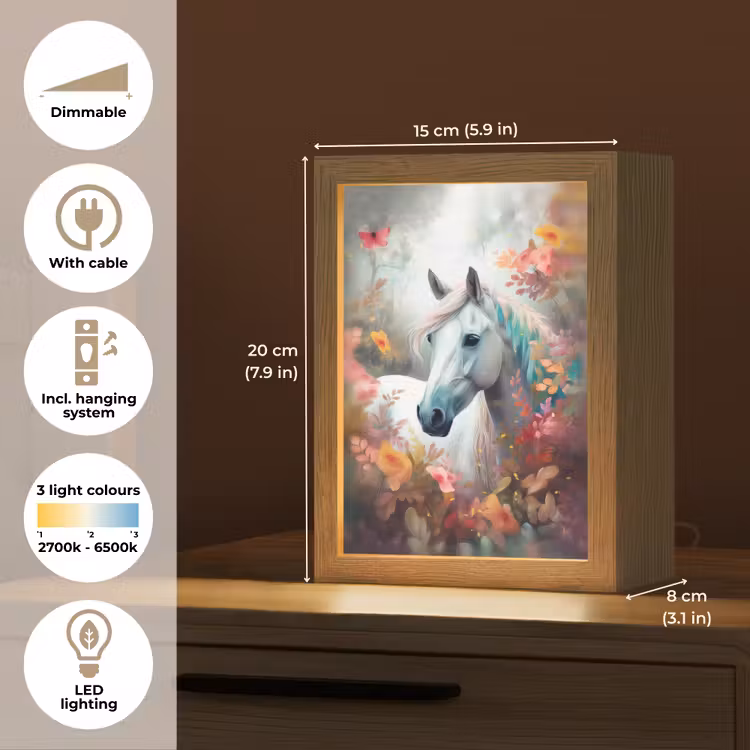Paard - Natuur - Bloemen - Dieren - Bos Light Box met kabel (Kinderlampje) klein -USP_EN