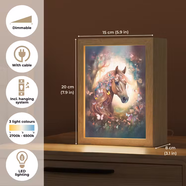 Paard - Natuur - Bloemen - Vlinders - Bos Light Box met kabel (Kinderlampje) klein -USP_EN
