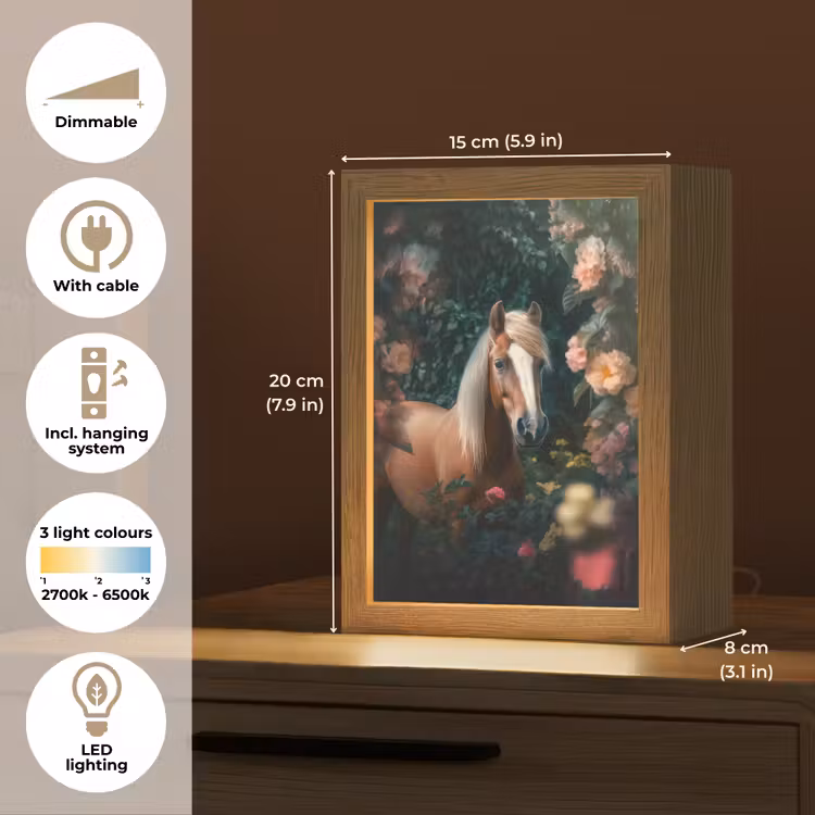 Paard - Natuur - Bloemen - Bos - Dieren Light Box met kabel (Kinderlampje) klein -USP_EN