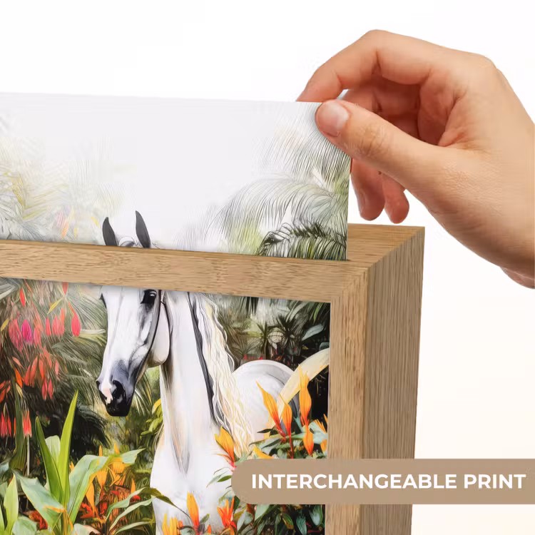 Paard - Wit - Bos - Bloemen - Planten Light Box met kabel (Kinderlampje) klein -USP_websiteprintEN