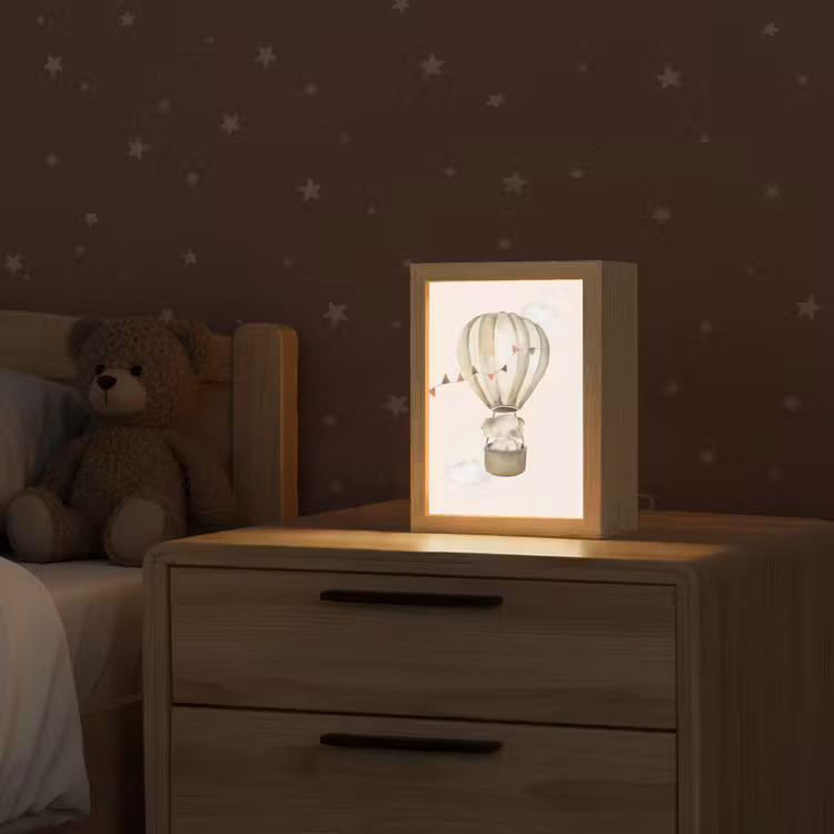 Luchtballon - Olifant - Watercolor - Beige - Dieren Light Box met kabel klein -sfeer1_kind