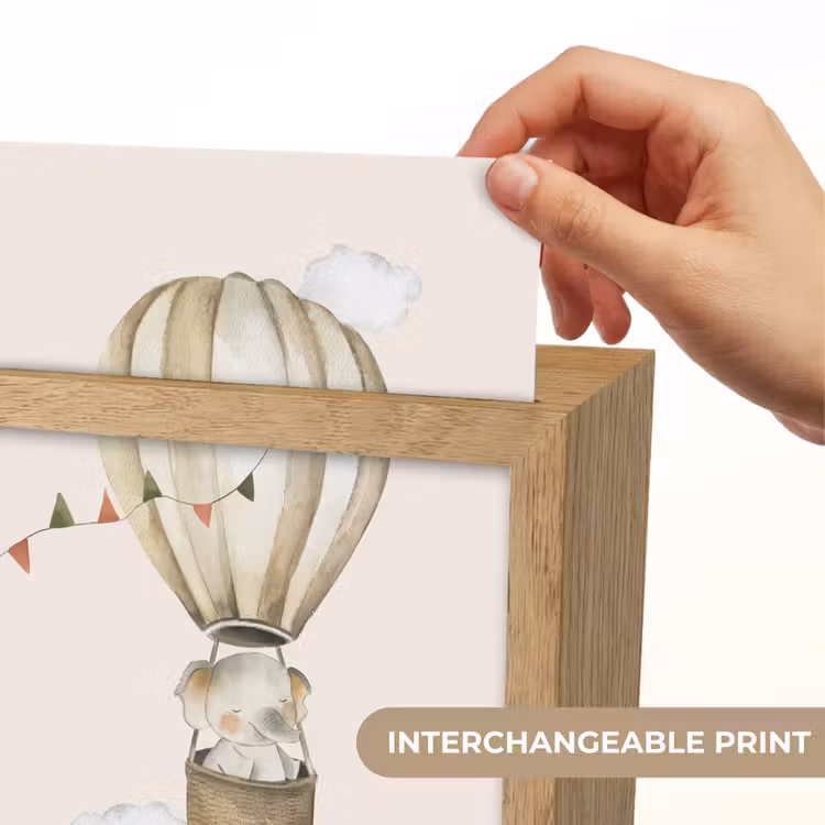 Luchtballon - Olifant - Watercolor - Beige - Dieren Light Box met kabel (Kinderlampje) klein -USP_websiteprintEN