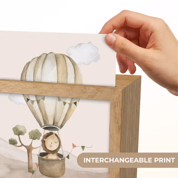 Luchtballon - Leeuw - Watercolor - Safari - Dieren Light Box met kabel (Kinderlampje) klein -USP_websiteprintEN