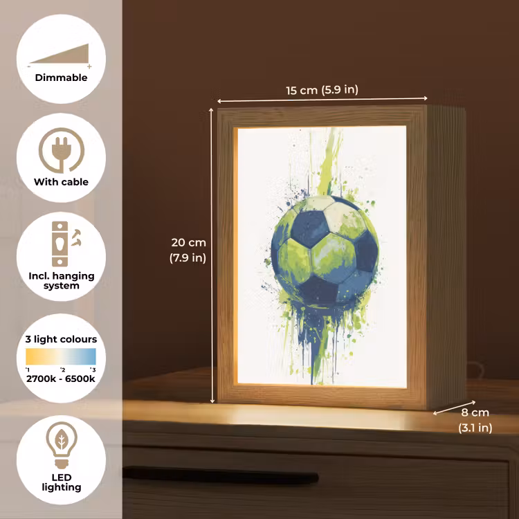 Illustratie - Abstract - Voetbal - Verfspatten Light Box met kabel (Kinderlampje) klein -USP_EN