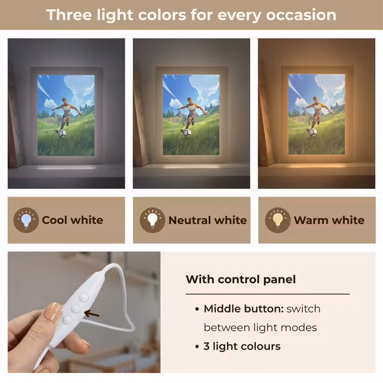 Illustratie - Voetbal - Game - Grasveld Light Box met kabel (Kinderlampje) klein -USP_lichtkleurEN