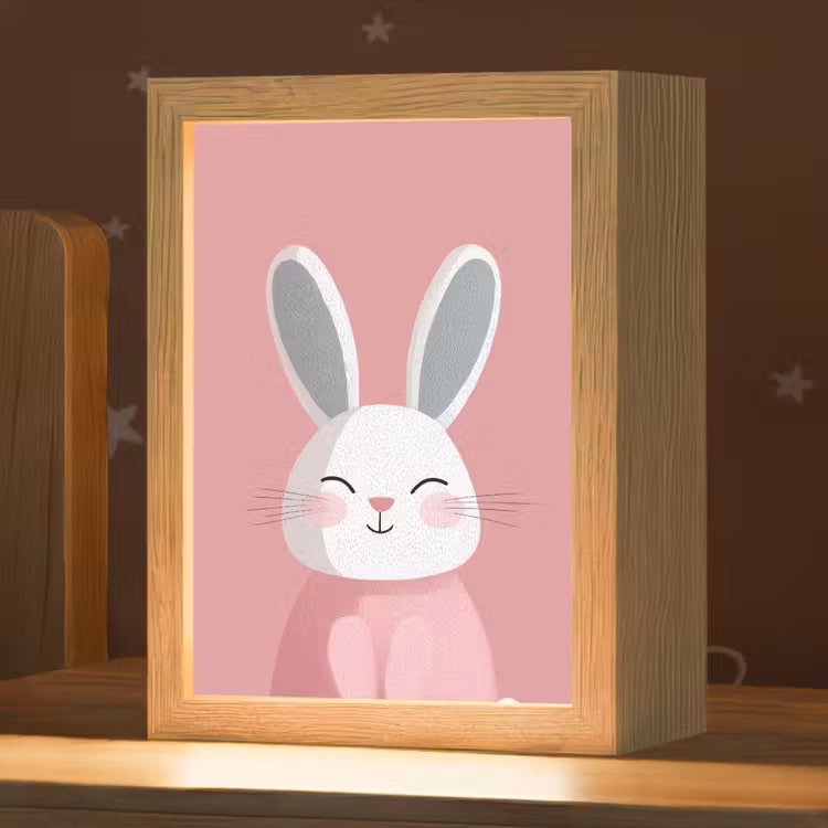 Illustratie - Konijn - Roze - Minimalistisch Light Box met kabel klein -zzz_3d_website