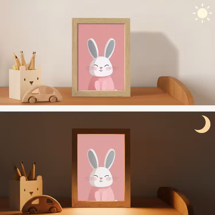 Illustratie - Konijn - Roze - Minimalistisch Light Box met kabel klein -sfeer3_kind