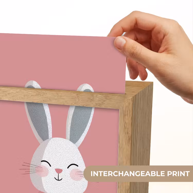 Illustratie - Konijn - Roze - Minimalistisch Light Box met kabel (Kinderlampje) klein -USP_websiteprintEN