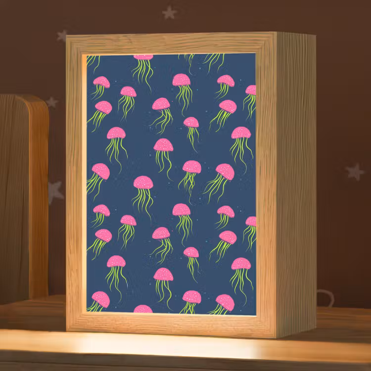 Kwallen - Diepzee - Neon Light Box met kabel (Kinderlampje) klein 904 -zzz_3d_website